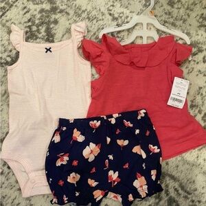 12 month NEW 3pc Oshkosh summer set shorts shirt onesie bundle